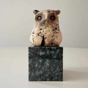 Brutalist Sculptural Owl Danish Modernist Cute Vintage Mid Century Pottery Signed Susana Espinosa Candina 