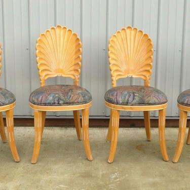 VTG Venetian ITALIAN GROTTO CARVED SHELL BACK DINING CHAIRS Hollywood Regency