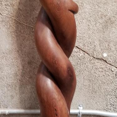 Abstract Wood Carved Sculpture Entwined Figures 