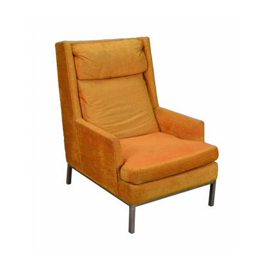 Vintage Mid-Century Modern Atomic Orange Armchair with Chrome Base 