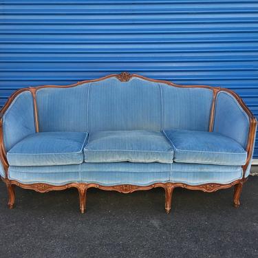 vintage blue velvet sofa.