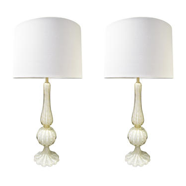 Barovier &amp; Toso Pair Of Elegant Handblown Glass Table Lamps 1950s