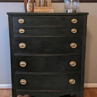 Emerald chest of drawers with gold fixtures 