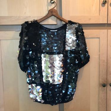 Vintage Sequin Top- Sequined Clothing- Disco Clothes 