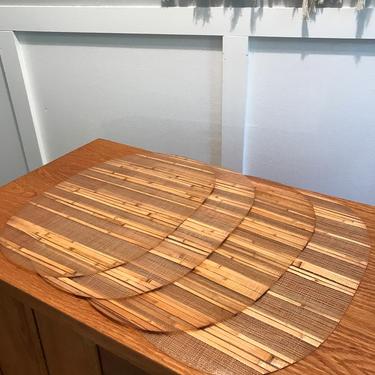 80s Placemats Vintage laminated bamboo wicker cute 