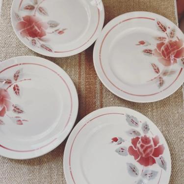 Beautiful set of 4 vintage French ironstone dinner plate- S4DP 