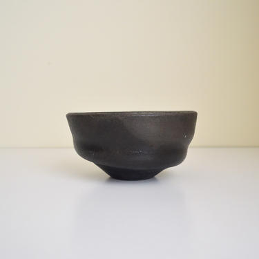 Handmade Matte Black and Dark Brown Bowl | Mid Century Modern Ceramic Pottery Vessel by George Roby 