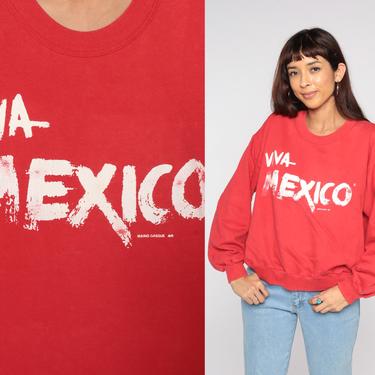 Viva Mexico Sweatshirt 80s 90s Crewneck Sweatshirt Red Vintage Graphic Travel Large xl l 