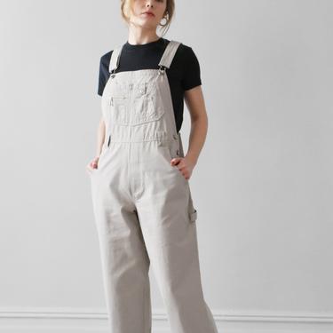 vintage ecru cotton chore overalls / S - M 