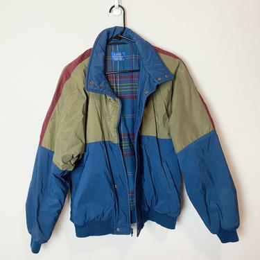 PENDLETON LOBO jacket Colorblock Blue Plaid Thinsulate USA Made Medium Oregon