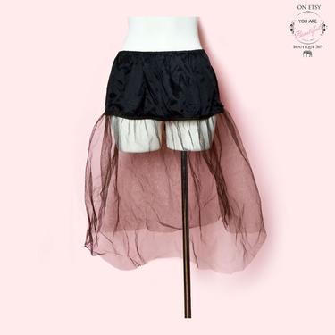 50's Black Vintage Petticoat, Tulle Lingerie 1950's Pinup Rockabilly, Full Skirt, Slip Dress 