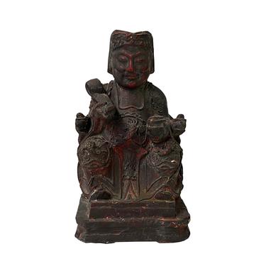 Vintage Chinese Wooden Carved Home Guardian Deity Figure ws1851E 