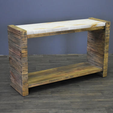 Rustic Solid Wood Modern Console Table with Onyx Top 