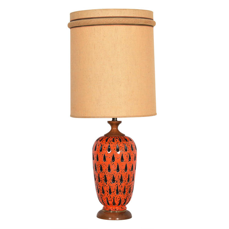 Orange Mid Century Teardrop Table Lamp