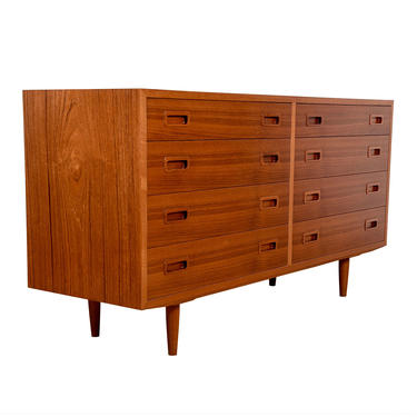 Danish Modern Compact Teak Double Chest of Drawers