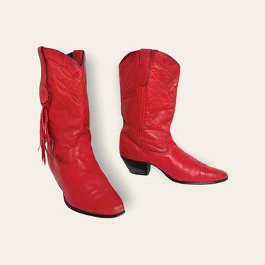 Vintage LAREDO Fringe Cowboy Boots ~ size 7 M ~ Western ~ Hippie / Boho ~ Rockabilly ~ Made in USA 
