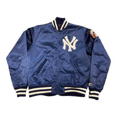 MEDIUM New York Yankees Navy Satin Varsity Jacket 090821 LM