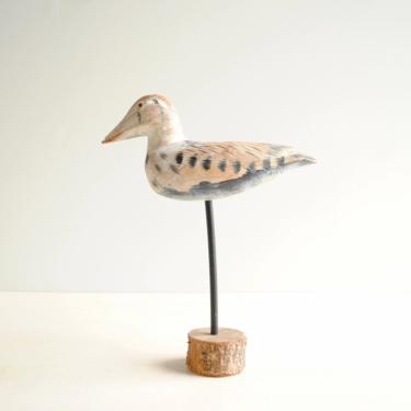 Vintage Wooden Bird Statue, Hand Painted Water Bird Figurine 