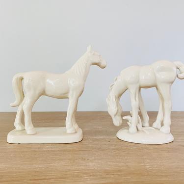 Vintage White Horse Figures Made in Japan - Pair 