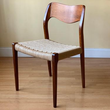 ONE Moller Model #71 Dining Side Chair, in Rosewood and Danish Paper Cord, side chair, desk chair, bedroom chair (one pair available) 