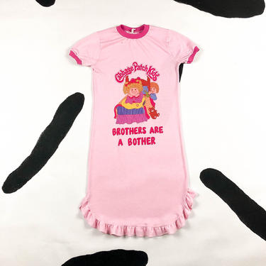 80s Cabbage Patch Kids Nightgown / Pink / Dress / Sleep Shirt / Novelty / Cartoon / Pop Culture / Brothers are a Bother / Ruffle / S / 