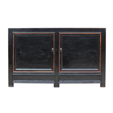 Distressed Rustic Gloss Black Lacquer Credenza Sideboard Table Cabinet cs5678S