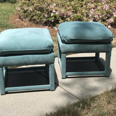 Incredible pair of vintage ottomans with all new upholstery 