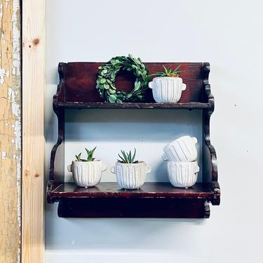 Small Wall Hung Wood Shelf | Bathroom Shelf | Kitchen Shelf | Spice Rack | Over the Toilet | Curio Shelf | Vintage Handmade Rustic Storage 
