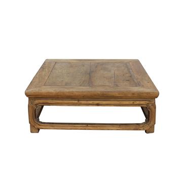 Chinese Rustic Vintage Square Raw Wood Top Kang Coffee Table cs5493S