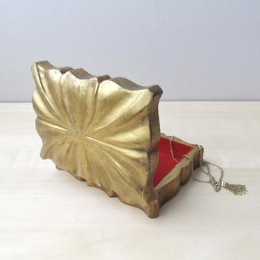 vintage Saks 5th Avenue gold jewelry case trinket box card holder - gold Florentine finish Italy 
