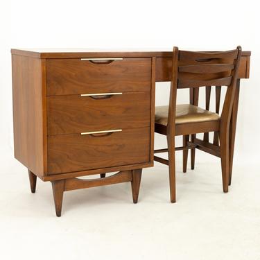 Kent Coffey Tableau Mid Century Walnut Desk with Matching Chair 