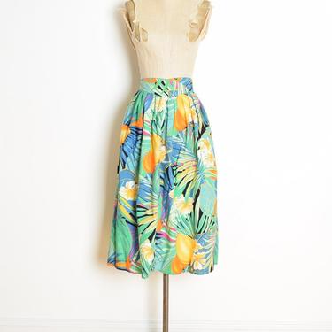 vintage 80s skirt Hawaiian print fruit floral palm aloha high waist full midi M clothing 