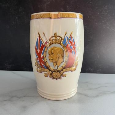 King George V and Queen Mary Silver Jubilee Cup - commemorative mug from 1935, English monarchy souvenir 