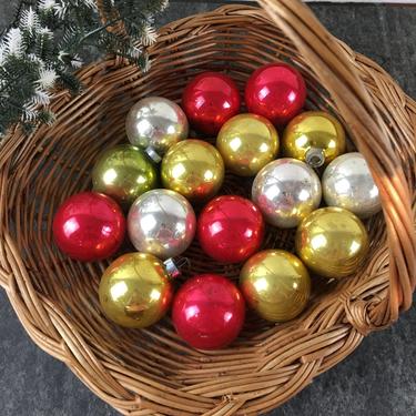 Shabby vintage multicolor glass Christmas balls - lot of 16 - vintage Christmas 