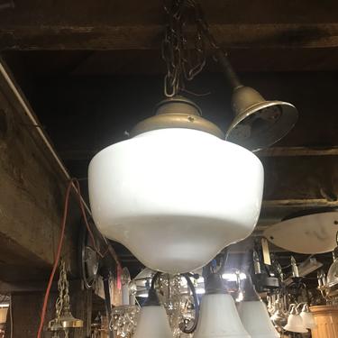 Vintage School house pendant light with brass chain and fitting