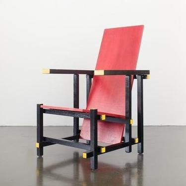 De Stijl Red and Blue Chair by HomesteadSeattle