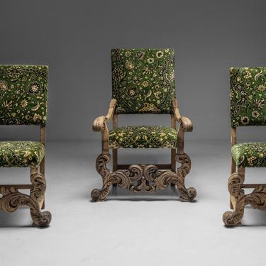 Exceptional Carved Armchairs in 100% Cotton Velvet from House of Hackney