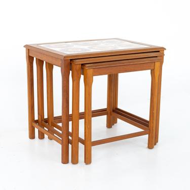 Ox Art for Trioh Mid Century Danish Teak and Mosaic Tile Nesting Tables - mcm by ModernHill