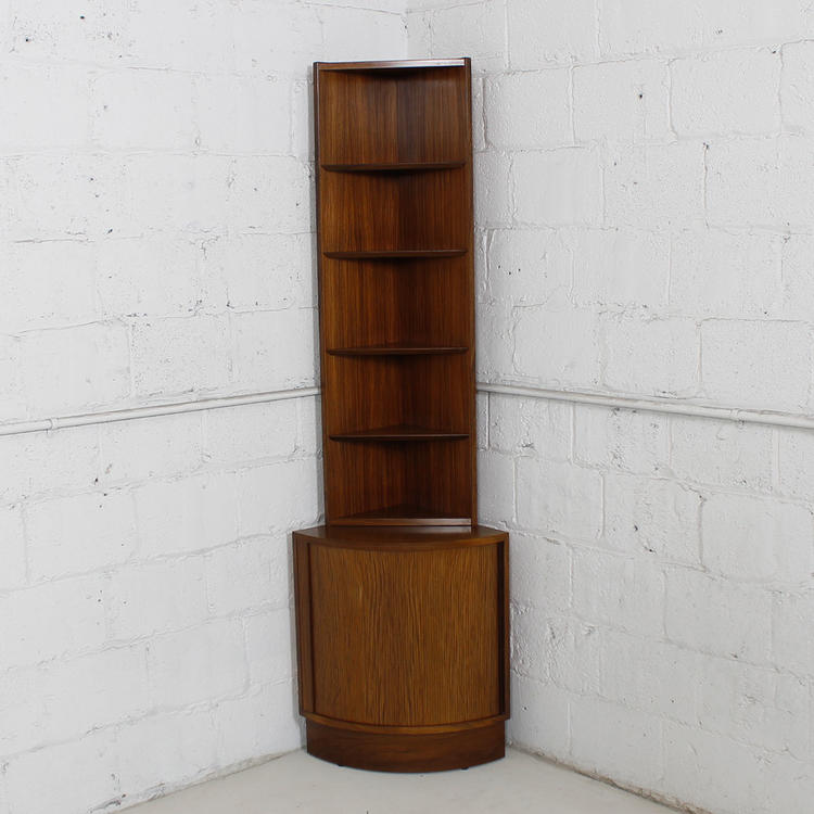 Rare Danish Hundevad Rosewood Corner Cabinet w/Tambour Door