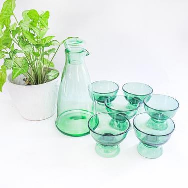 Hand Blown Carafe and Set of 6 Glasses (Sold Separately) 