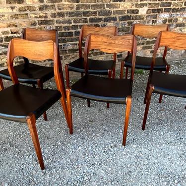 Vintage Model 71 Rosewood Dining Chairs by Niels Otto Møller for J.L. Møllers (Set of 6)
