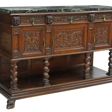 Sideboard / Console, Spanish Renaissance Revival Marble-Top, 3 Drawers,1900's!
