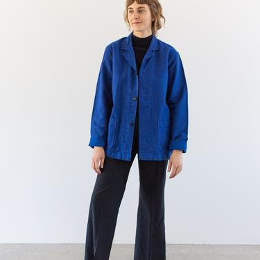 Vintage Matisse Blue Moleskin Chore Jacket | Unisex Cotton Utility Work Jacket | Made in Italy | S M | IT188 
