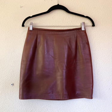 1980s Firenze brown leather mini skirt 
