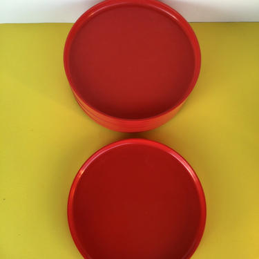 Vintage Heller by Massimo Vignelli Red Dinner Plates, Set of 6 - Melamine Magic 