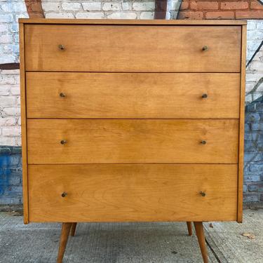 Vintage Paul Mccobb mid century 4 drawer blonde finish maple tall dresser brass knobs very clean 