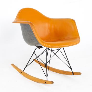 Charles Eames for Herman Miller Mid Century Orange Fiberglass Shell Rocking Chair  - mcm 