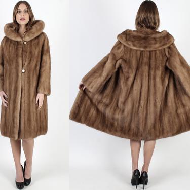 Mink Fur Coat Autumn Haze Real Mink Coat Vintage 60s Giant Fur Back Portrait Collar Margot Tenenbaum Luxurious Winter Swing Button Jacket 