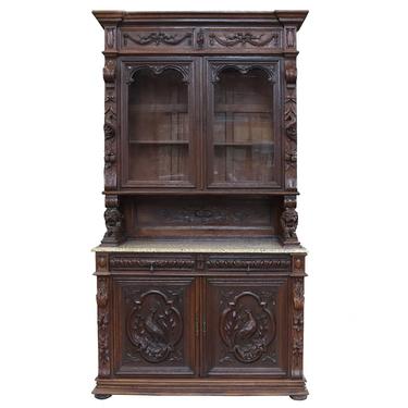 Black Forest Stepback Cabinet with Marble Top