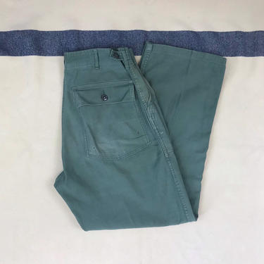 Size 32x30 Vintage 1950s 1960s US Army 4 Pocket Utility Baker Pants with Repairs 